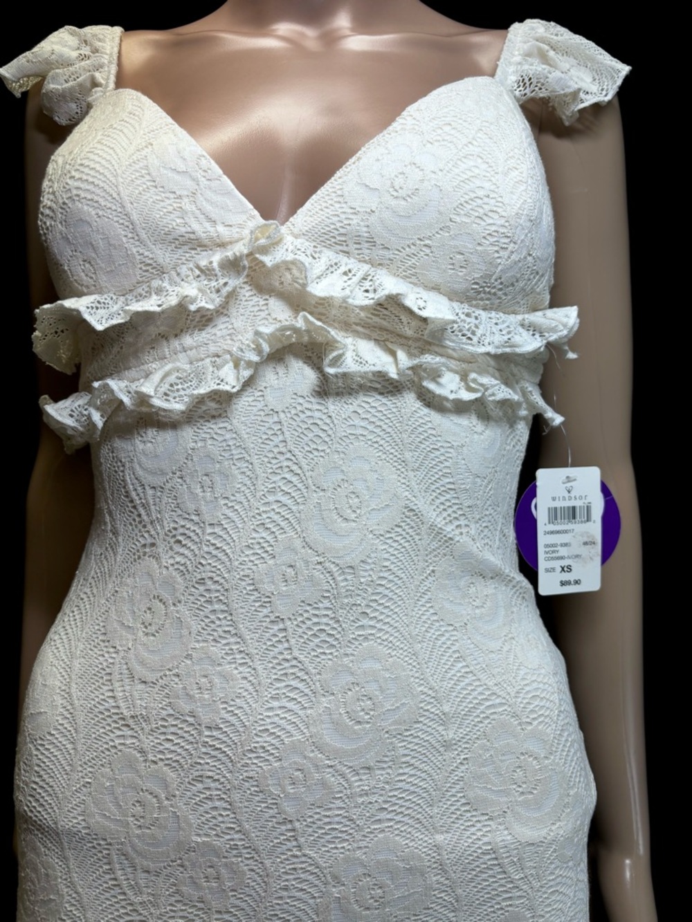 Windsor Ivory Lace Ruffle Backless Maxi Dress - Picture 3 of 8